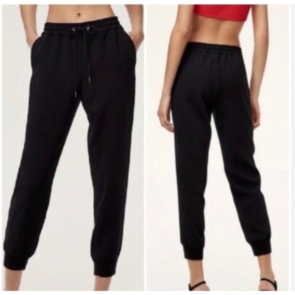 Aritzia Wilfred Women's Buffon Crepe Jogger Casual Black Pants Pull-on Size M
